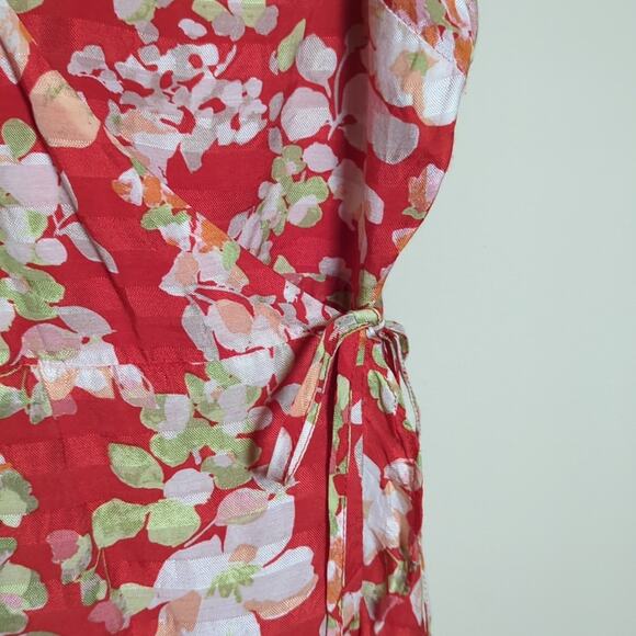 J. Jill Red Floral Flutter Sleeve Wrap Dress - Picture 5 of 10